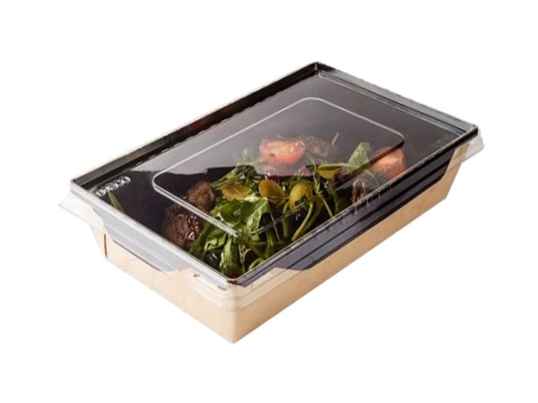 Контейнер папер.145х100х45мм з прозр.криш. 400мл КРАФТ чорний всеред. 50шт 013847\/013823К_1