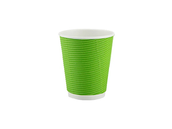 Стакан 180мл паперовий гофра зелений під кришку АР-69 25шт АПХ_1
