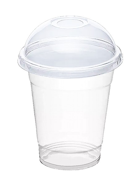 Стакан 350мл з купольною кришкою з отвором 100шт TU_1