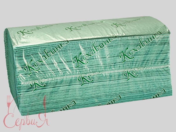 Рушник 1шар V складення зелений 200шт Кохавинка_2
