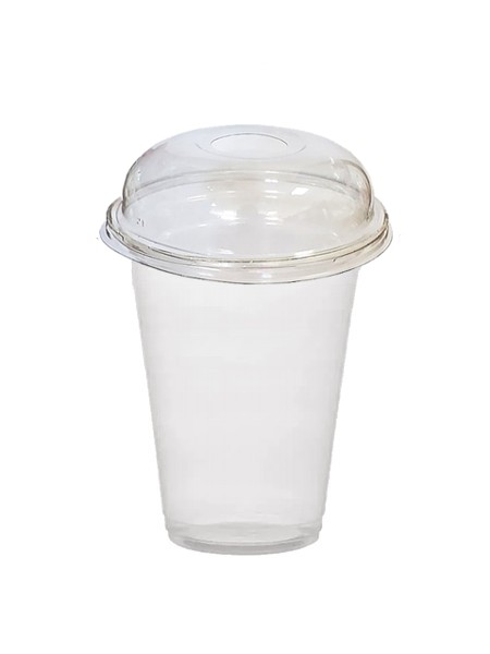 Стакан 400мл з купольною кришкою з отвором 50шт TUР_1