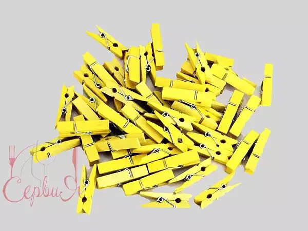 Прищіпка-міні дерев'яна декор.жовта 3,5см_2