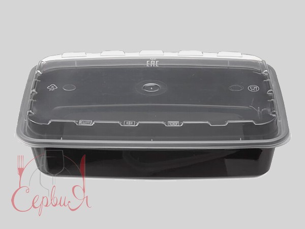 Контейнер РР 207х140х40мм чорний з прозор.кришкою 830мл 10шт 015402  1261_2