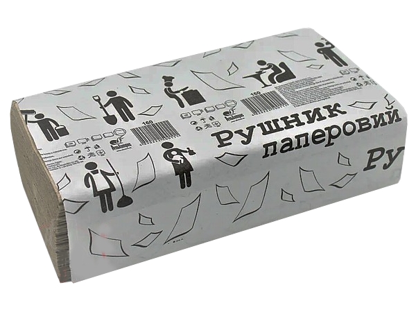 Рушник 1шар Vскладення сірий 150шт Альбатрос_1