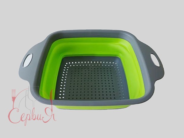 Друшляк силіконовий з 2-мя ручками 22 см квадр. 20189_2