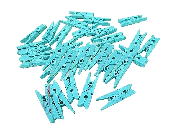 Прищіпка-міні дерев'яна декор.бірюзова 3,5см_1