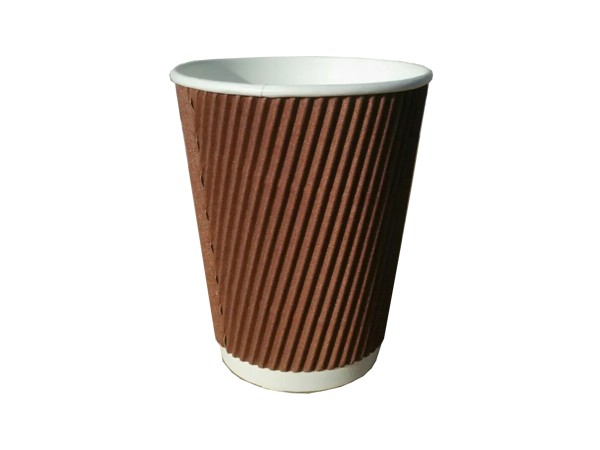 Стакан 340мл паперовий гофра коричневий 25шт КС_1