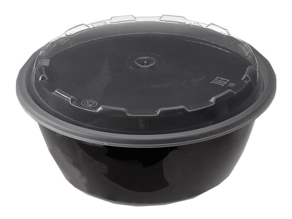 Контейнер РР д.173мм, h64мм чорний з прозор.кришкою 950мл 10шт 015401  1265_1