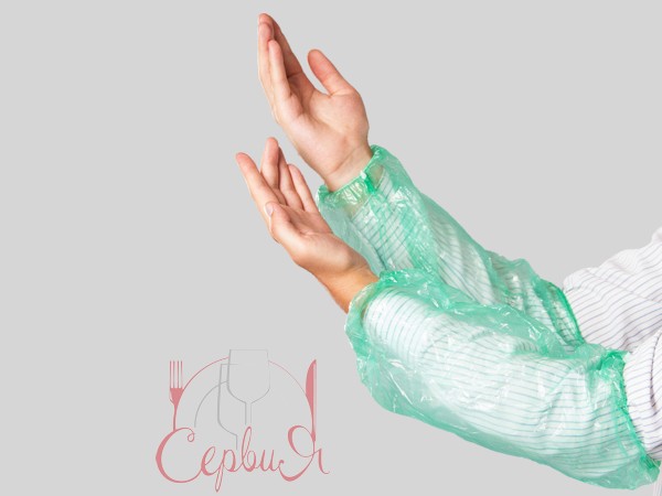 Нарукавники п\/е одноразові 40х20см  зелені 100шт PL_2