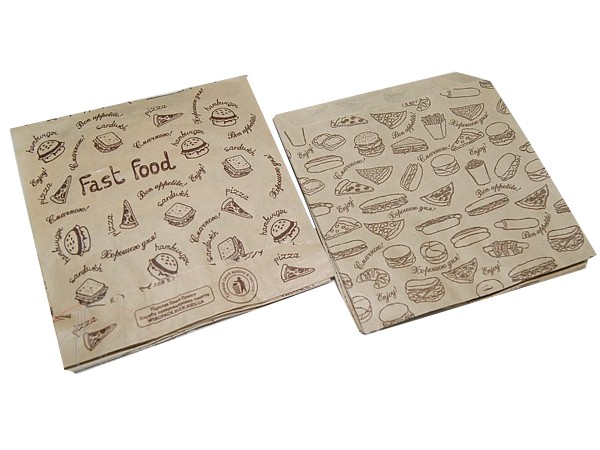 Куток паперовий для бургерів 140х140мм крафт з мал. Fast food 500шт 45 ЕП_1