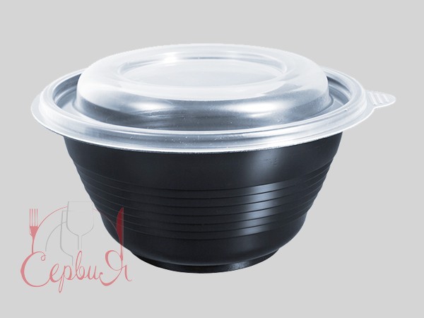 Контейнер для супу з кришкою чорний 500мл 10шт ПП 117-500_2