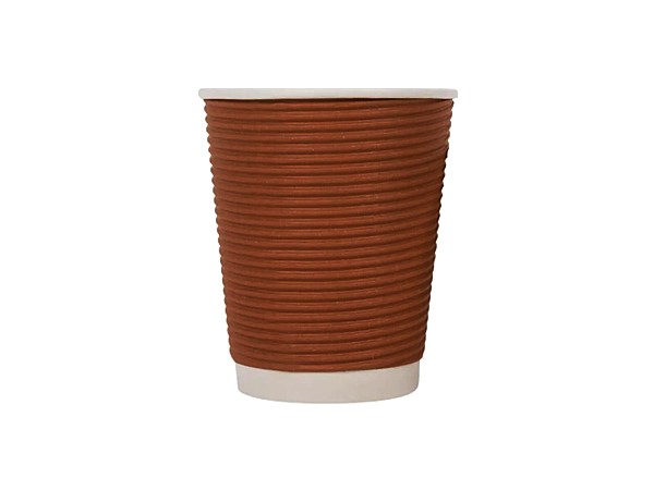 Стакан 270мл паперовий гофра шоколад під кришку ST-79 25шт ЕС_1