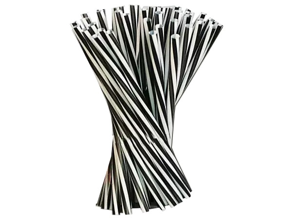 Соломка фреш 25смх8мм зі згином чорно-біла 100шт BS_1