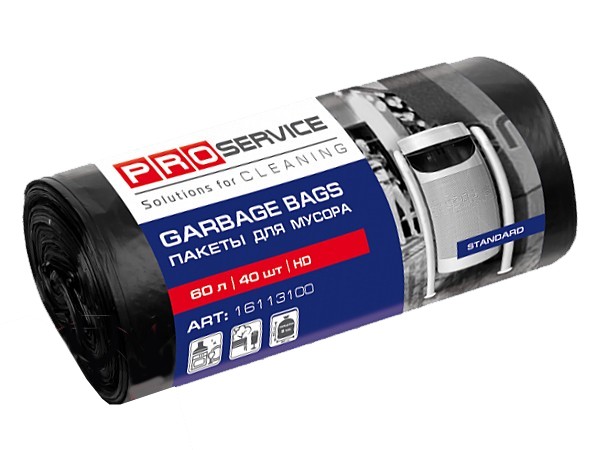 Пакет для сміття 60л 40шт чорний PRO 161131 HD_1
