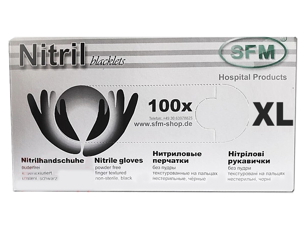 Рукавички нітрілові XL чорні 100шт SFM 534959_1