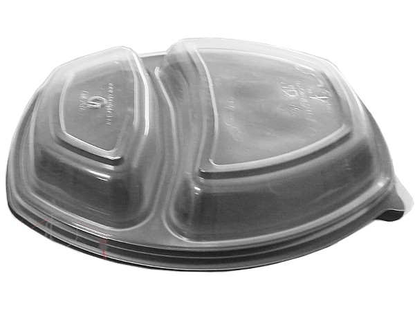 Контейнер РР ланч-бокс 257х202х37мм 2х секц.чорний з прозор.кришкою 1л 10шт 015011/12 СпК-257Ч-2_1