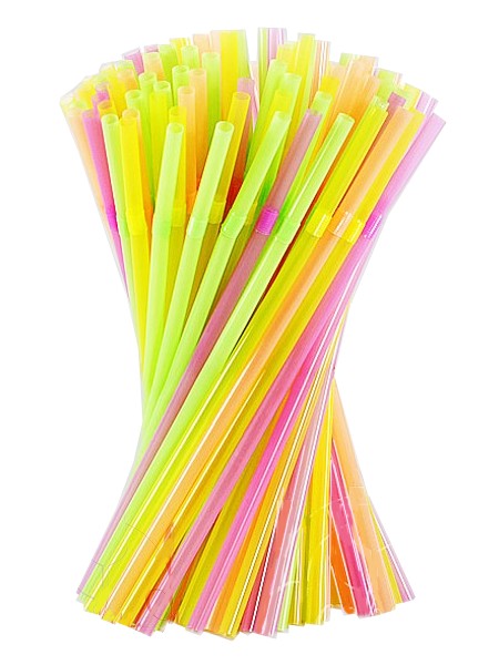 Соломка Артістік 24смх6мм зі згином флуор. асорті 100шт BS_1