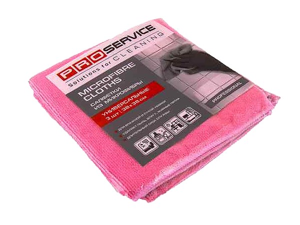 Серветка з мікрофібри універcальна 38х38см 3шт рожева PRO 183031_1