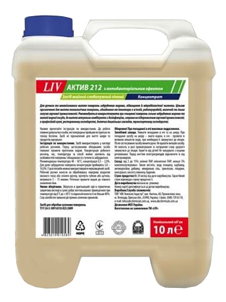 Засіб миючий слаболужний пінний LIV 212 ДЕЗ 10л 190700164_1
