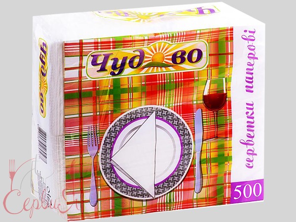 Серветка одношарова біла 22х24см 500шт Чудово_2
