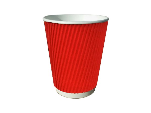 Стакан 340мл паперовий гофра червоний 25шт КС_1