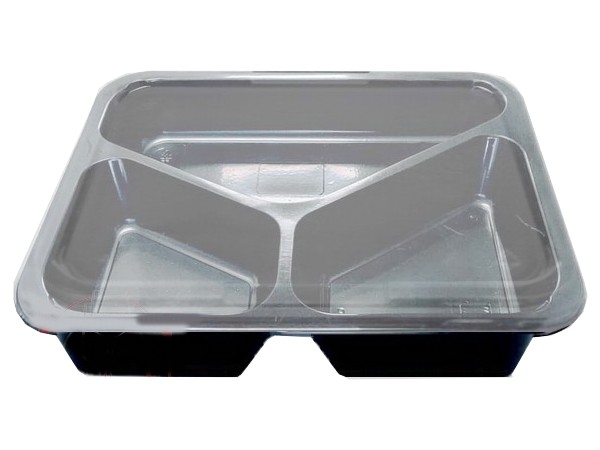 Контейнер РР 3хсекц. 227х178х50мм чорний с прозор. кришкою 10шт Т3 А 25923_1