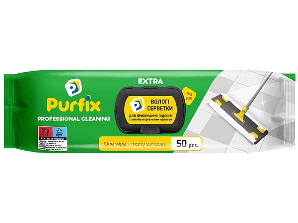 Серветка волога для прибирання підлоги EXTRA TM Purfix 50 шт_1