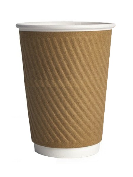 Стакан 420мл паперовий двошаровий ДІАГОНАЛЬ Крафт/білий всередині 20шт АПХ 122535_1