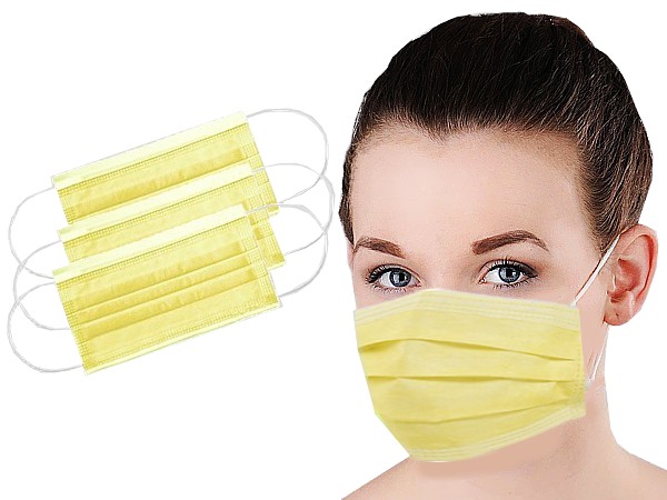 Маска мед. спанбонд однораз. 3шар. жовта_1