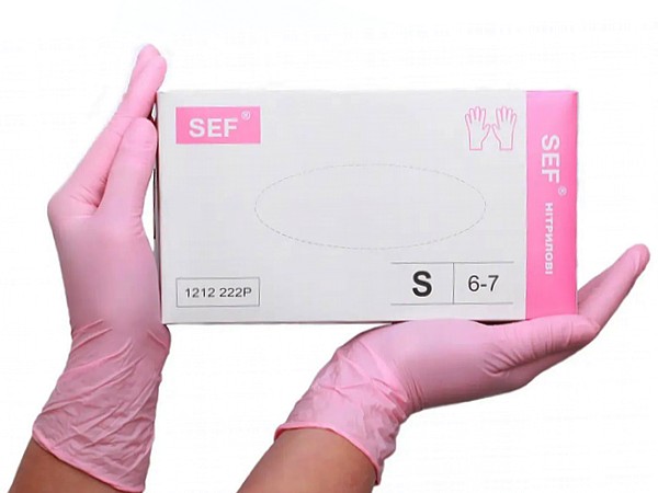 Рукавички нітрилові S рожеві 100шт SEF 1212222_1