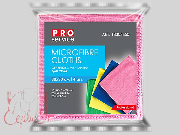 Серветка з мікрофібри для скла 30х30см 4шт асорті Pure Glass PRO 18303650_2