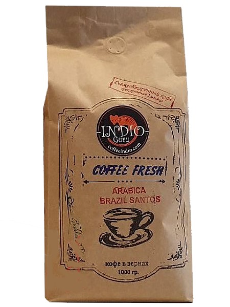 Кава в зернах 1кг Бразилия Сантос_1