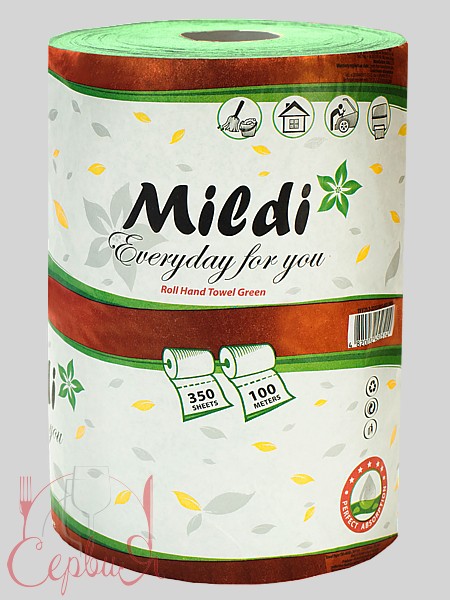 Рушник в рулоні одношаровий зелений 100м 22см Mildi premium Кохавинка_3