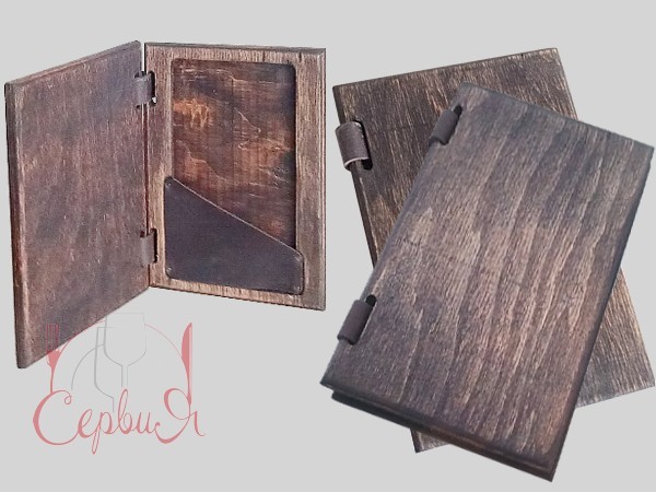 Папка для рахунків 12х18см дерево/шкіра АР_2