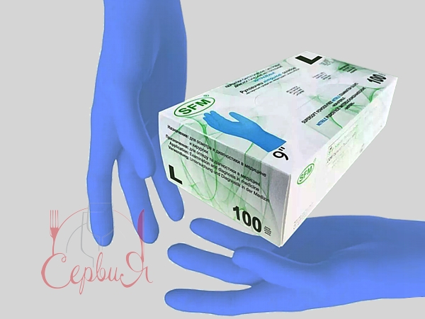 Рукавички нітрілові L сині чутливі 100шт SFM 534684-2_2