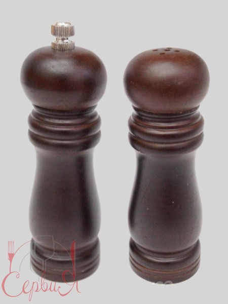 Набір для спецій 2 предм. (сіль/перець-млинок) дерев'яний 15см 1154 СМ_2