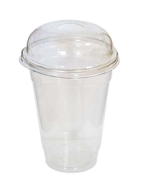 Стакан 400мл з купольною кришкою з отвором 100шт ОР_1
