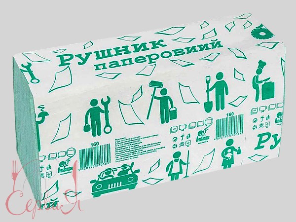 Рушник 1шар Vскладення зелений 150шт Альбатрос_2