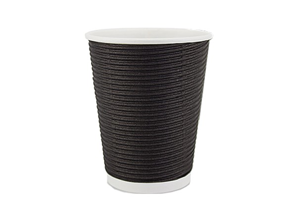 Стакан 340мл паперовий гофра чорний 25шт АПХ_1