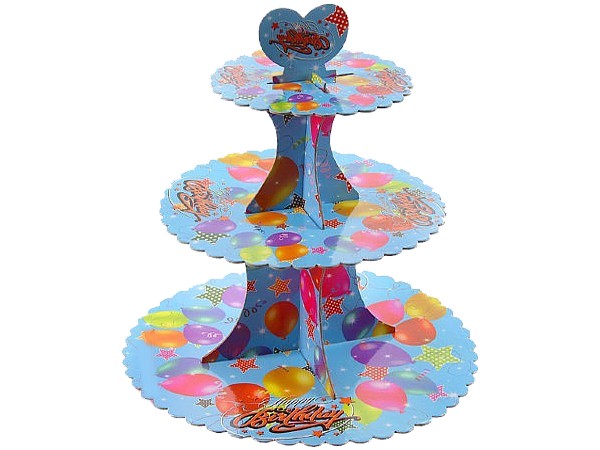 Стойка для торта"Праздник" 3-х уровневая картон  арт.19002_1