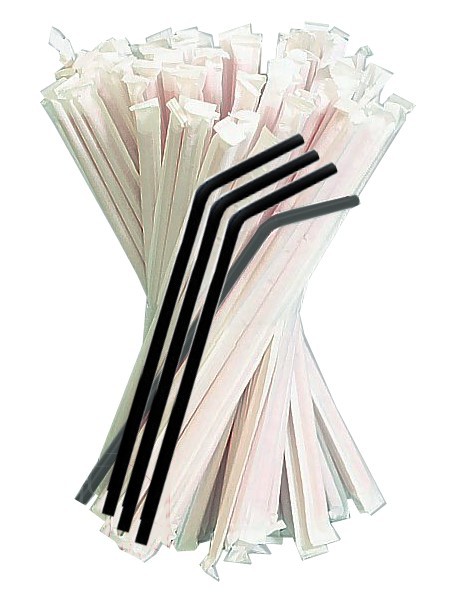 Соломка для сока 21смх4,8мм зі згином чорна в інд.уп. 200шт СП_1