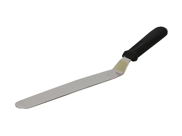 Шпатель кондитерський вигнутий з пластмасовою ручкою 30см 18331_1