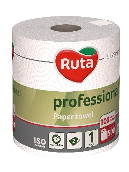 Рушник в рулоні 2шари білий з перфорац.100м Ruta Profession R1181_1