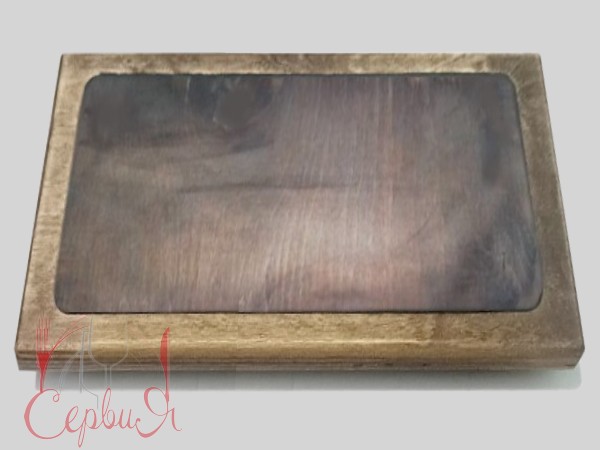 Підставка-піднос дерев'яна прямокутна 34х30см на ніжках_2