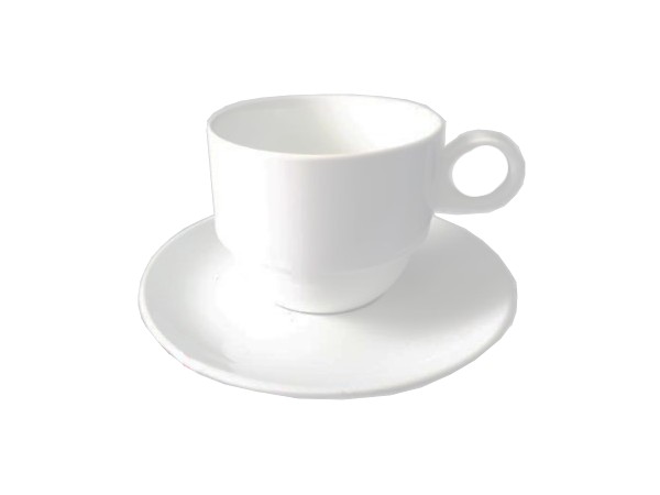 Чашка чайна з блюдцем біла 320мл/д.17см 19855_1