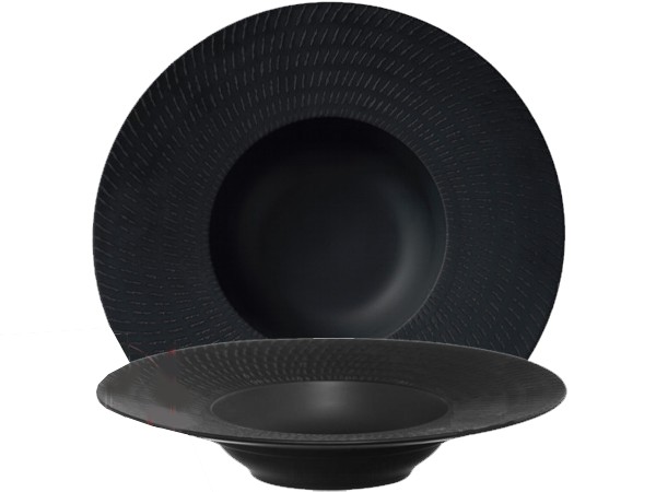 Тарілка для пасти чорна матова з візерунком 30,5см АР_1
