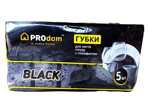 Губки кухонні крупнопористи PROdom чорні 50045 5шт_1