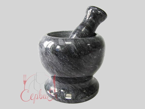 Ступка кам'яна чорна з сірим арт.15201_2