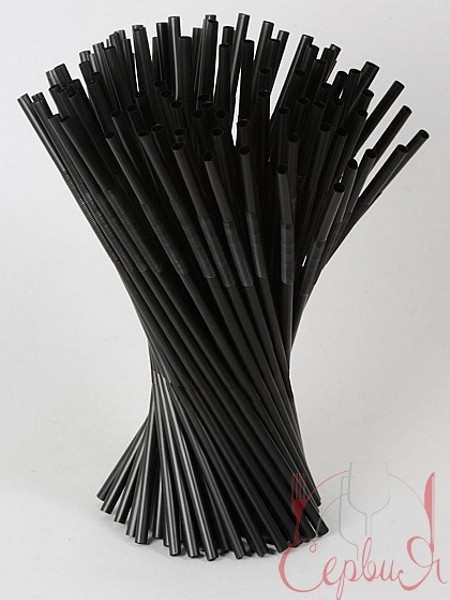 Соломка для соку 21смх6мм зі згином чорна 100шт BS_2