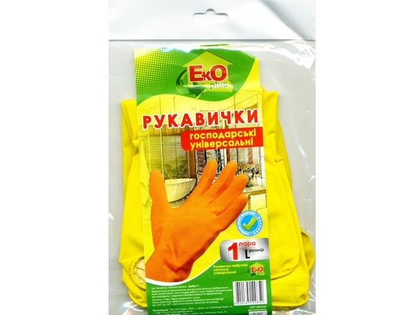 Рукавички латекс L жовті ЕкОplus АП 30016_1